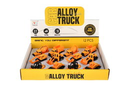 Auto stavební mini kov/plast 7cm volný chod mix druhů 12ks v boxu
