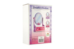 Zrcadlo šperkovnice zásuvka dřevo 16,2x24,2x8,5cm asst 3 barvy v krabici