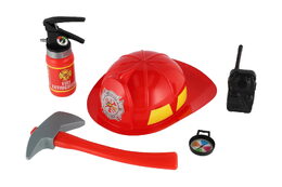 Teddies Hasičská sada helma/přilba + hasičák stříkací vodu plast 5ks v sáčku