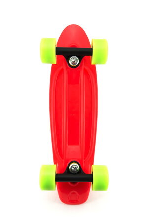 Teddies Skateboard - pennyboard 43cm, nosnost 60kg plastové osy, červený, zelená kola