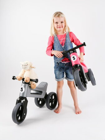 Teddies Funny Wheels Sport 2v1 růžové s gumovými koly