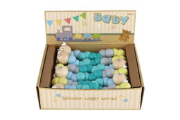 Teddies Červík/housenka kloubový dřevo 16cm asst 2 barvy 14ks v boxu 10m+