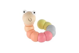 Teddies Červík/housenka kloubový dřevo 16cm asst 2 barvy 14ks v boxu 10m+