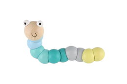 Teddies Červík/housenka kloubový dřevo 16cm asst 2 barvy 14ks v boxu 10m+