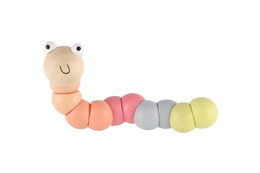 Teddies Červík/housenka kloubový dřevo 16cm asst 2 barvy 14ks v boxu 10m+