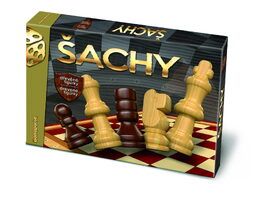 Šachy dřevěné společenská hra v krabici 33x23x3cm