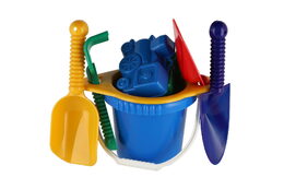 Lori 219 Kbelík sítko lopatka kupecká lopatka hrabičky plast v síťce 20x28x12cm 12m+