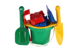 Lori 219 Kbelík sítko lopatka kupecká lopatka hrabičky plast v síťce 20x28x12cm 12m+
