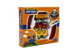 Vlak na klíček + 2 vagónky s kolejemi plast 7cm asst 2 barvy v krabičce 18x16x4c