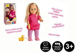 Teddies Panenka Sofinka s pejskem chodící a mluvící plast 42cm na baterie se zvukem 26x44x13cm