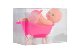 Teddies Miminko ve vaničce guma/plast s lahvičkou 10cm v plastové krabičce 13x9x6,5cm