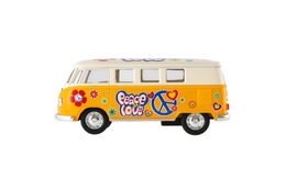 Teddies Autobus Kinsmart Volkswagen Classical kov 13 cm na zpětné natažení žluto/bílá