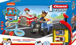 Autodráha Carrera First Paw Patrol/Tlapková Patrola 3,5m plast +2 auta na bat. v krabici 50x30x8cm
