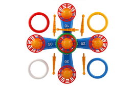 Teddies Házecí hra plast kříž s kruhy + košíčky s míčky v síťce