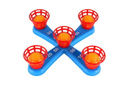 Teddies Házecí hra plast kříž s kruhy + košíčky s míčky v síťce