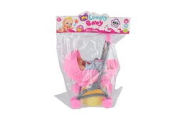 Teddies Miminko/panenka kloubová 12cm v kočárku 10x14x18cm plast s doplňky v sáčku