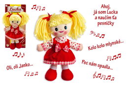 Teddies Bábika Lucka handrová plyš 30 cm slovenský spievajúci na karte 0+