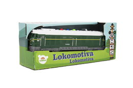 Teddies Lokomotiva/Vlak plast 23cm zelená na baterie se zvukem se světlem v krabičce 27x11x8cm