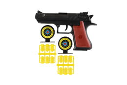 Teddies Pistole špuntovka 17cm plast + náboje 12ks + terč 2ks na kartě