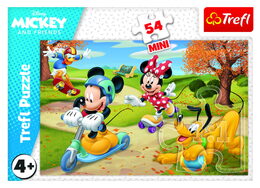 Minipuzzle 54 dílků Mickey Mouse Disney/ Den s přáteli 4 druhy v krabičce 9x6,5x4cm 40ks v boxu