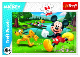 Minipuzzle 54 dílků Mickey Mouse Disney/ Den s přáteli 4 druhy v krabičce 9x6,5x4cm 40ks v boxu