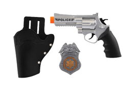 Teddies policejní pistole klapací 20 cm v pouzdru s odznakem plast na kartě