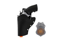 Teddies policejní pistole klapací 20 cm v pouzdru s odznakem plast na kartě