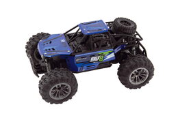 Auto RC buggy terénní modré 22cm plast 2,4GHz na baterie + dobíjecí pack v krabici 32x16x18cm