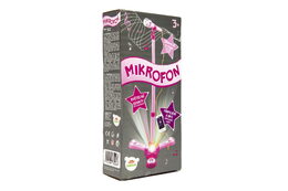 Mikrofon karaoke růžový plast na baterie se světlem v krabici 17x34x7cm