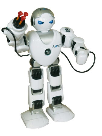 Robot RC FOBOS plast interaktivní chodící 40cm česky mluvící na baterie s USB v krabici 31x45x13cm