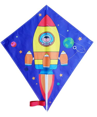 Drak létající nylon 70x60cm kosmická raketa v sáčku 10x72cm