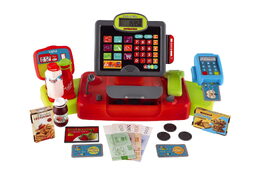 Pokladna velká digitální plast na baterie se zvukem se světlem v krabici 48x25x18cm