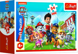 Minipuzzle 54 dílků Paw Patrol/Tlapková Patrola 4 druhy v krabičce 9x6x3cm 40ks v boxu