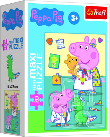 Minipuzzle miniMaxi 20 dílků Prasátko Peppa/Peppa Pig 4 druhy v krabičce 11x8cm 24ks v boxu
