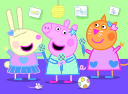 Minipuzzle miniMaxi 20 dílků Prasátko Peppa/Peppa Pig 4 druhy v krabičce 11x8cm 24ks v boxu