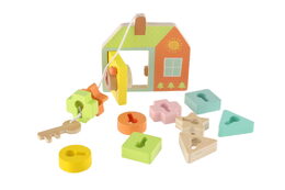 Skládanka/vkládačka Dveřní zámky dřevo 11ks v krabičce 20x20x5cm 18m+