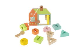 Skládanka/vkládačka Dveřní zámky dřevo 11ks v krabičce 20x20x5cm 18m+