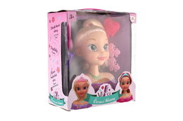 Česací hlava velká blond s doplňky v krabici 22x24x11cm