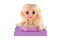 Česací hlava velká blond s doplňky v krabici 22x24x11cm