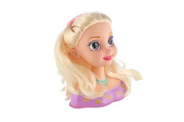 Česací hlava velká blond s doplňky v krabici 22x24x11cm