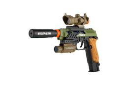 Pistole s doplňky plast na baterie se zvukem se světlem v krabici 25x23x5cm