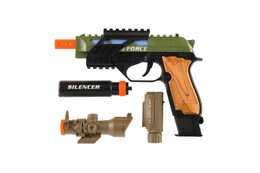 Pistole s doplňky plast na baterie se zvukem se světlem v krabici 25x23x5cm