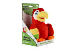 Papoušek Jaroušek opakující věty plyš 16cm na baterie se zvukem v krabici 12x20x10cm v sáčku