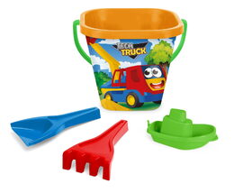 Sada na písek 4ks plast kbelík s doplňky 2 druhy v síťce 20x15x17cm 12m+ Wader
