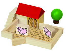 Farma stavebnice dřevo 100ks v krabici 30x20x6cm