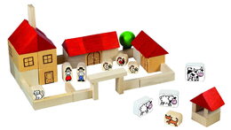 Farma stavebnice dřevo 100ks v krabici 30x20x6cm