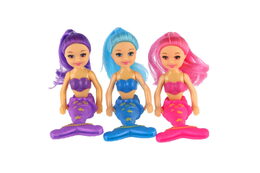 Panenka mořská panna s doplňky plast 15cm 3 barvy na kartě