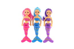 Panenka mořská panna s doplňky plast 15cm 3 barvy na kartě