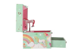 Hrací skříňka šperkovnice Jednorožec natahovací dřevo v krabičce 16x10x12cm