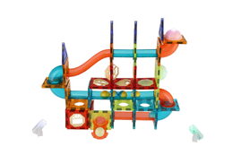 Kuličková dráha magnetická plast 110ks 16 kuliček + doplňky na baterie v krabici 36x28x9cm